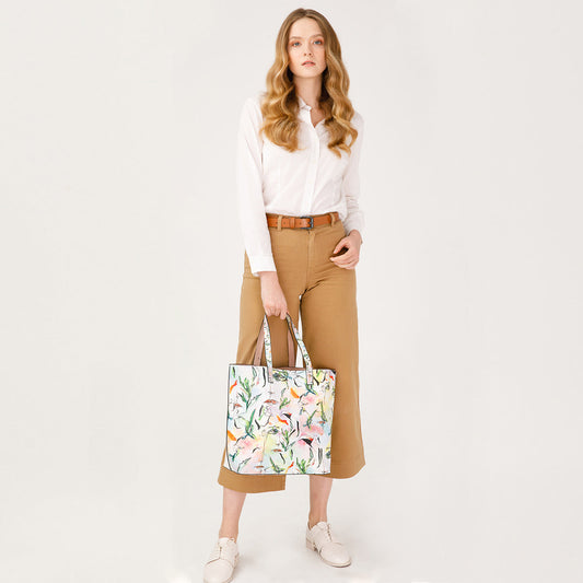 Illustrated Faux Leather Shoulder Bag – Artistic Print Design