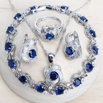 925 Sterling Silver Bridal Jewellery Set – Zirconia Earrings, Necklace & Ring