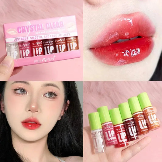 6-Piece Moisturizing Lip Gloss Set – Transparent Hydrating Shine