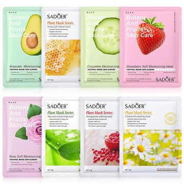 8-Piece Natural Plant Face Mask Set – Moisturizing &amp; Firming Care