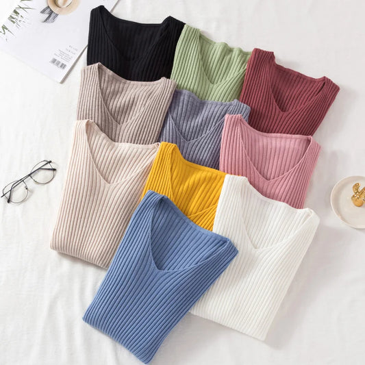 Soft Knit V-Neck Pullover Sweater – All-Day Cozy Comfort