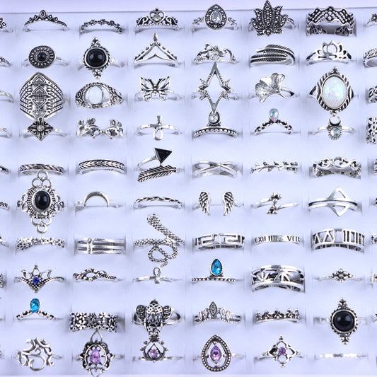 20-Piece Bohemia Geometric Flower & Leaf Rings Set – Mixed Style