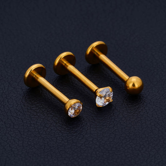 16G Surgical Steel CZ Stud Earrings – Labret Tragus Body Piercing