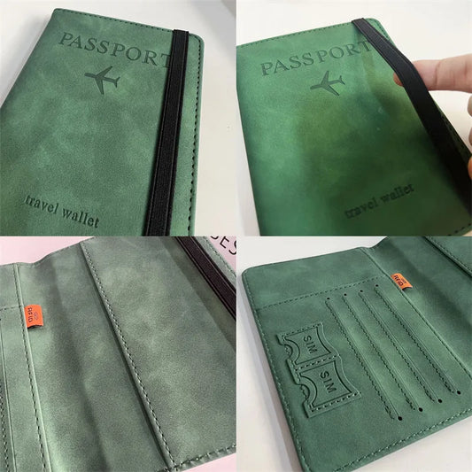 RFID-Blocking Passport & Card Holder – Vintage PU Leather Travel Wallet