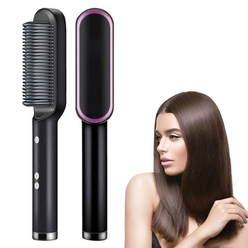 Electric Ceramic Hair Straightener Brush – Fast-Heating Sleek Style