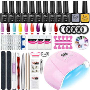 Professional Gel Varnish Kit with Nail Lamp – Soak-Off Manicure Set