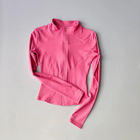 Quick-Dry Zipper Yoga Jacket – Slim Fit Running Cardigan