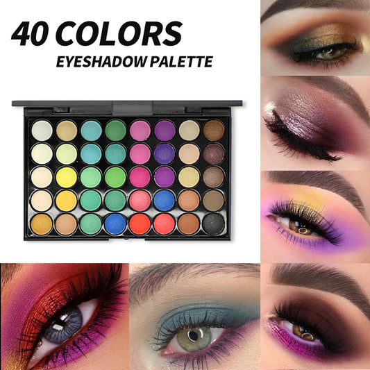 40-Color Eyeshadow Palette – Matte & Shimmer Earth Tones