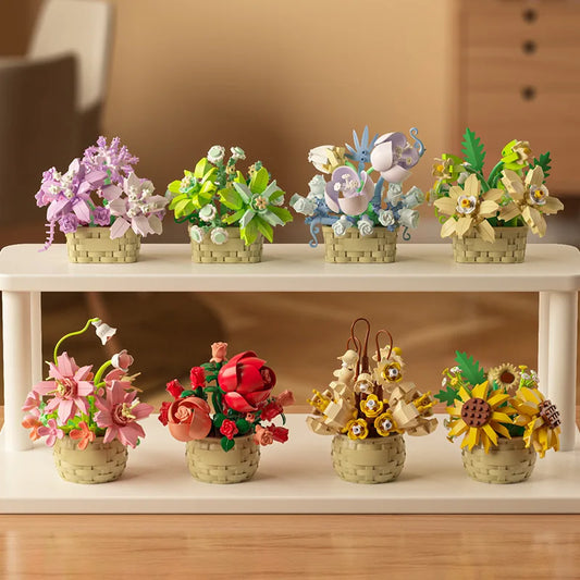 Flower Bouquet Building Block Set – Mini Brick Toy for Kids