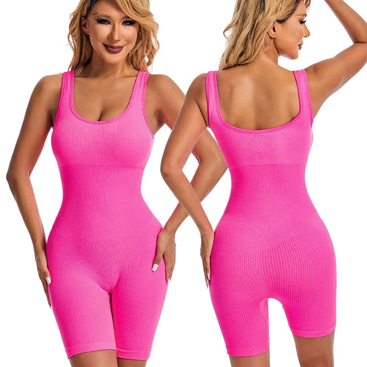 Women's Seamless Yoga Tracksuit Set – One-Piece Gym Bodysuit