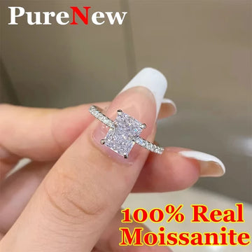 Moissanite Diamond Ring – Radiant & Oval Cut 925 Silver Settings