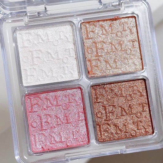 4-Colour Shimmer Highlighter Palette – Radiant, Lit-From-Within Glow