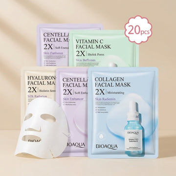 Centella Collagen Sheet Mask Set – 4-Type Hydrating Face Mask