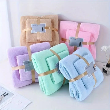 2-Piece Coral Velvet Bath Towel Set – Super Soft Quick-Dry Towels