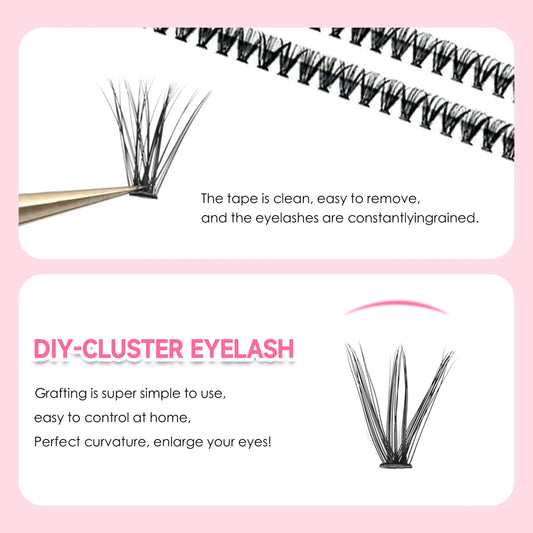 DIY Lash Extension Kit – 200 Clusters with Bond, Seal &amp; Tweezers