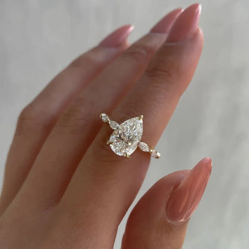 Gold Plated Stainless Steel Rings – Water Drop Zircon Wedding Style
