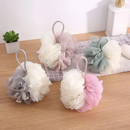Esponja de malla suave para ducha, esponja espumante, exfoliante corporal, cepillo de espalda, limpiador de piel, bola de burbujas de baño, accesorios de baño para el cuidado de la piel.