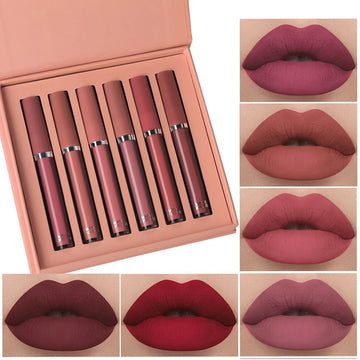MAXFINE 6-Color Matte Lip Gloss Set – Long-Lasting Gift Box Collection