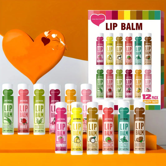 12-Piece Moisturising Lip Balm Set – Soft, Hydrated Lips
