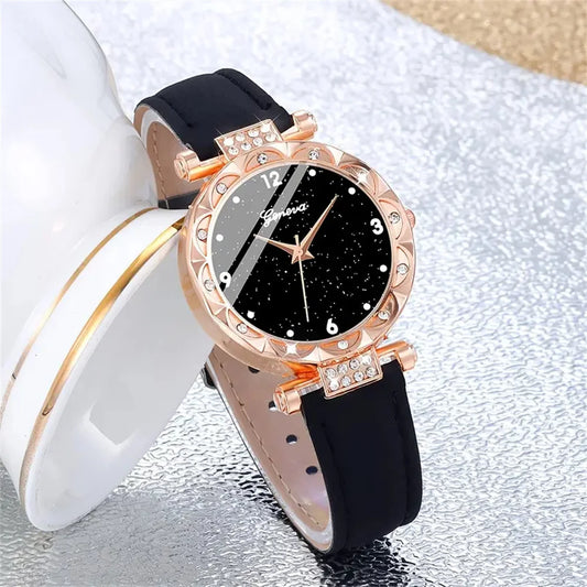 5-Piece Rhinestone Wristwatch Set – Elegant Everyday Bracelets
