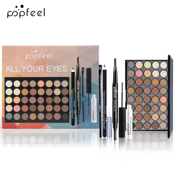 POPFEEL Complete Eye Makeup Set – Eyeshadow, Liner, Mascara &amp; Brow Pencil