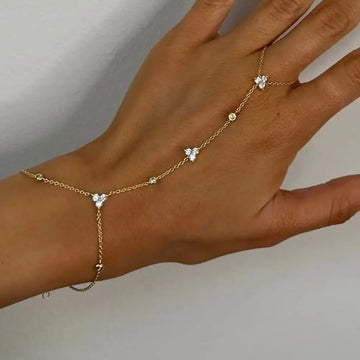 Rhinestone Flower Hand Back Bracelet – Crystal Wedding Jewelry