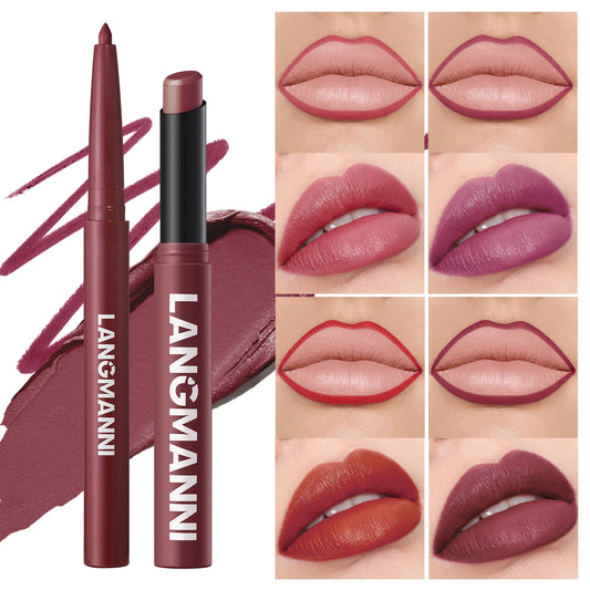 Integrated Waterproof Lip Liner &amp; Lipstick Set – No-Smudge, 12 Shades