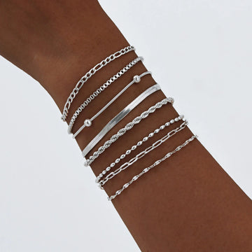 Stainless Steel Chain Bracelet – Layered Stackable Waterproof