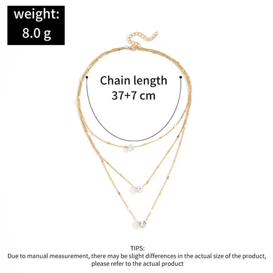 Zircon Pendant Multilayer Choker Necklace – Trendy Layered Chain