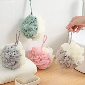 Esponja de malla suave para ducha, esponja espumante, exfoliante corporal, cepillo de espalda, limpiador de piel, bola de burbujas de baño, accesorios de baño para el cuidado de la piel.