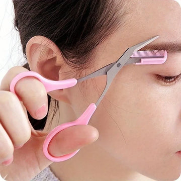 Stainless Steel Eyebrow Trimming Scissors – Precise Brow Grooming With Comb