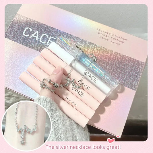 CACE 6-Piece Matte Lipstick & Gloss Set – Velvety Lip Looks With Necklace