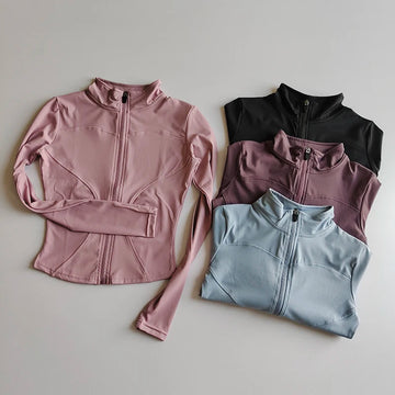 Quick-Dry Zipper Yoga Jacket – Slim Fit Running Cardigan