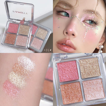 4-Colour Shimmer Highlighter Palette – Radiant Lit-From-Within Glow