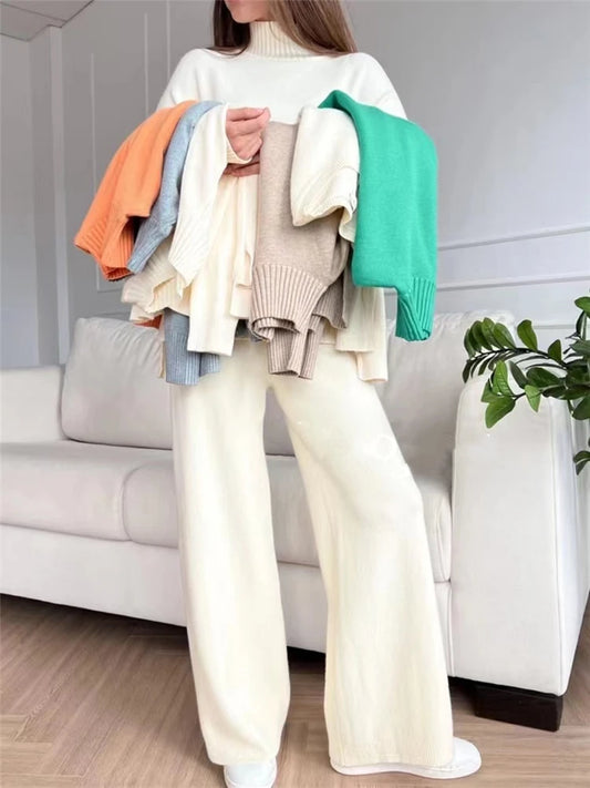 Knitted Turtleneck &amp; Jogging Pants Set – Cosy Winter Comfort