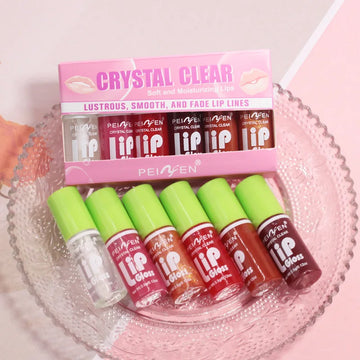 6-Piece Glass Mirror Lip Gloss Set – Hydrating Sheer Tints