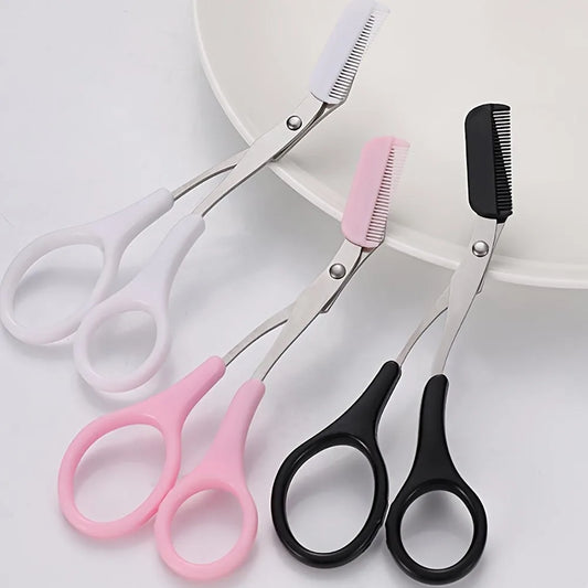 Stainless Steel Eyebrow Trimming Scissors – Precise Brow Grooming With Comb
