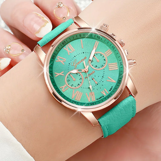 12-Piece Candy Color Quartz Watch Set – Roman Numeral Dials