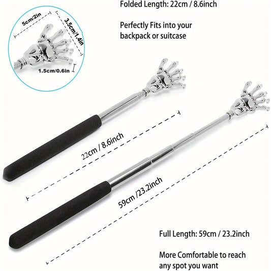 Extendable Stainless Steel Back Scratcher – Telescoping Massage Tool
