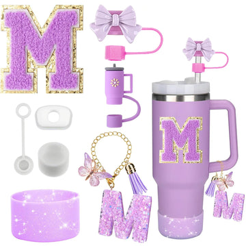 8-Piece Tumbler Accessories Set – Silicone Straw Topper & Charm Kit for 30oz/40oz Cups