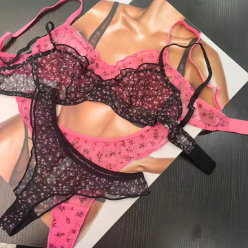 Floral Lace Bralette Set – Ultra-Thin, Breathable Comfort