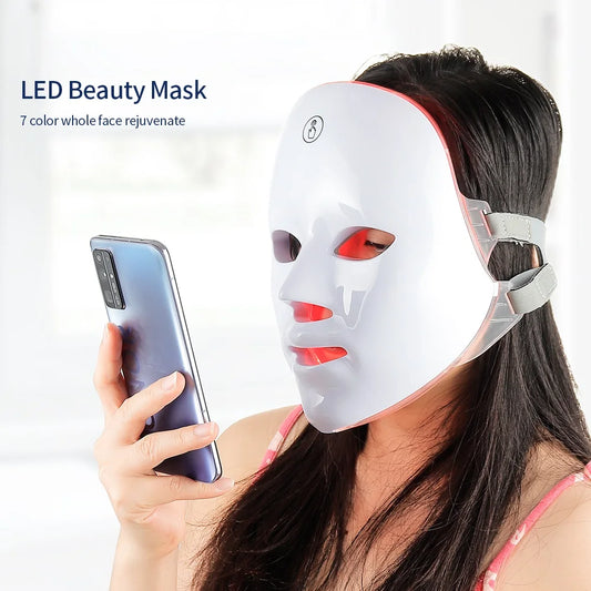 Wireless 7-Color LED Face &amp; Neck Beauty Device – Tightening Therapy