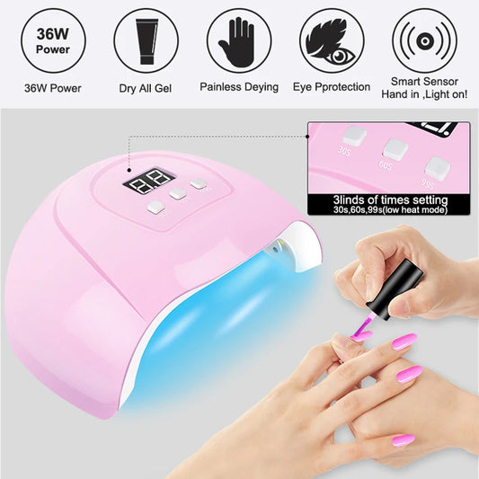 Gel Nail Polish Kit with UV Lamp & Electric Drill – Complete Set