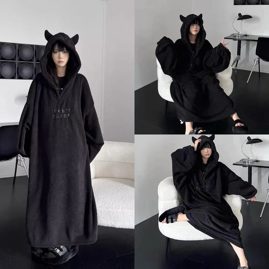 Thickened Hooded One-Piece Pyjama – Cosy Winter Loungewear