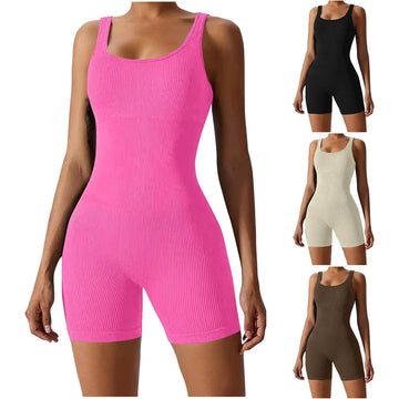 Women's Seamless Yoga Tracksuit Set – One-Piece Gym Bodysuit